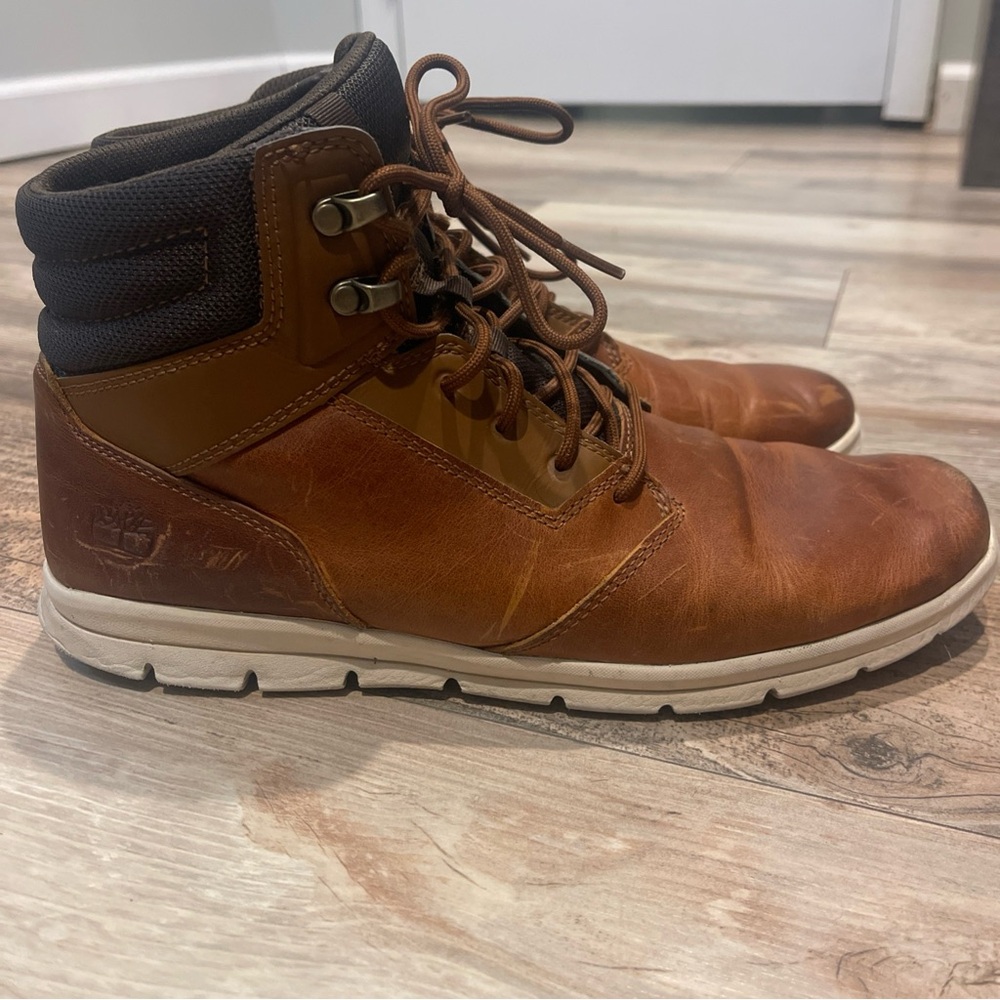 Timberland Graydon Mens 10.5 Brown Leather Chukka Sneaker Boot HoverLite Lace Up